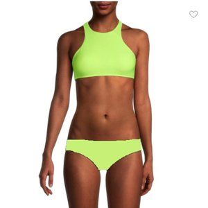Sam Edelman Neon Yellow High-Neck Bikini Set M